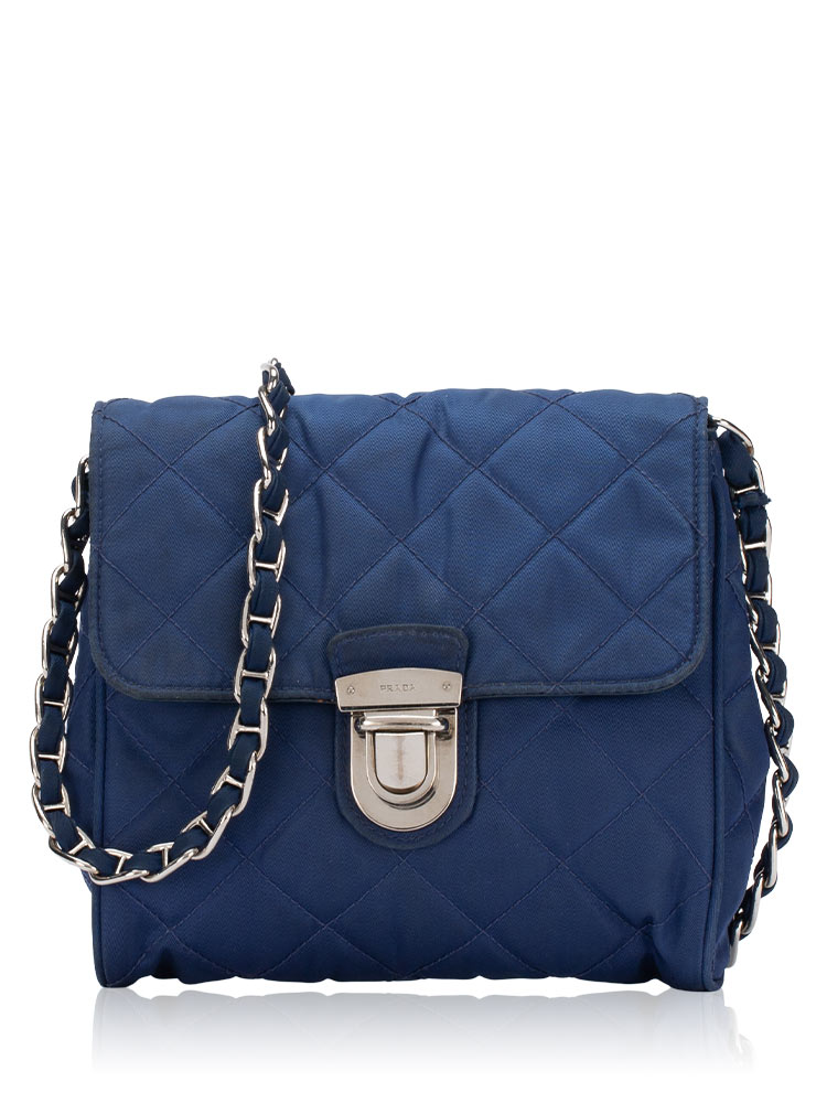 Tessuto Impuntu Easy Shoulder Bag Bluette
