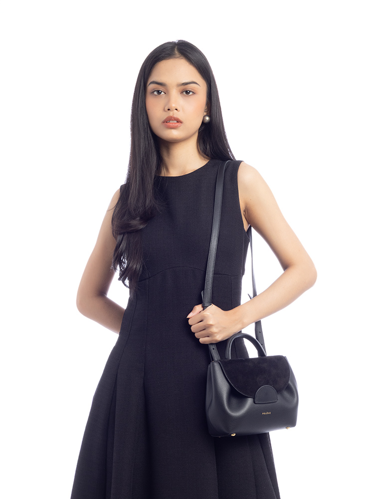 Textured Calfskin Suede Numero Un Nano Black