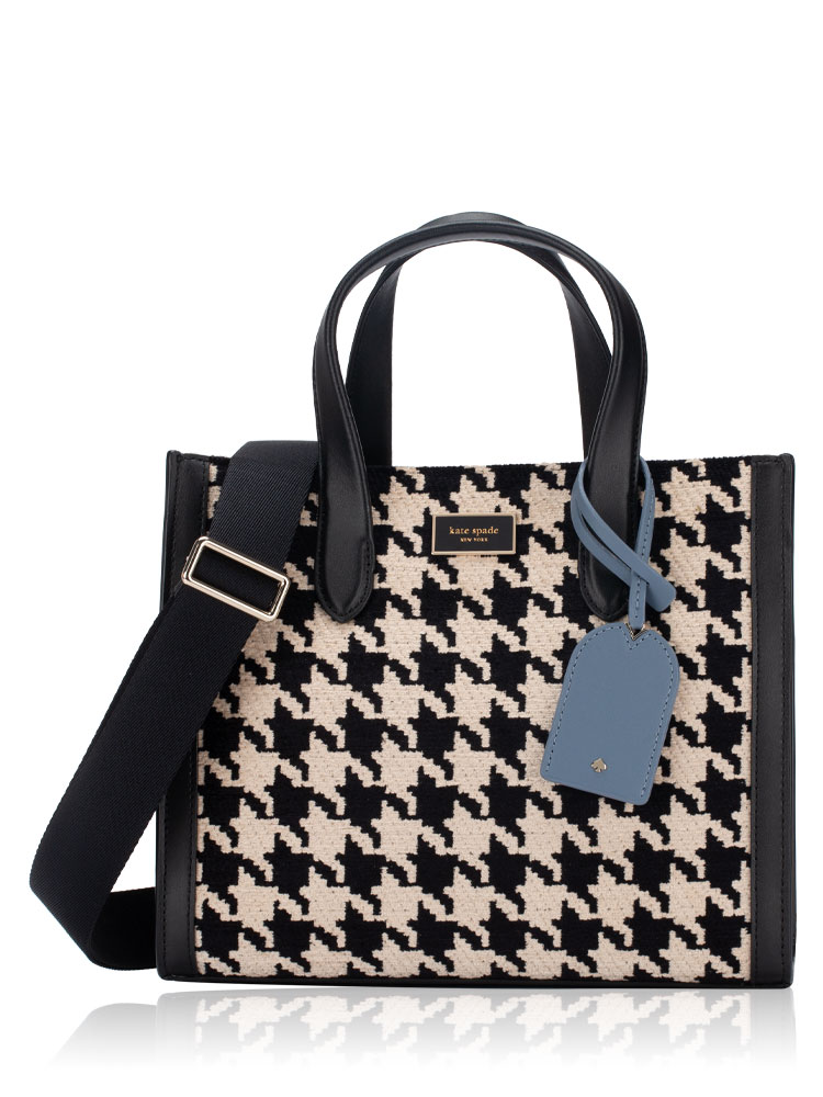Manhattan Houndstooth Small Tote Black Multi