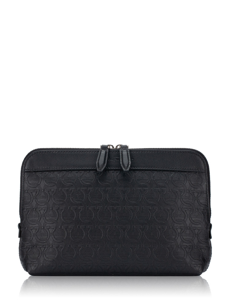 Embossed Gancini Travel Pouch Black
