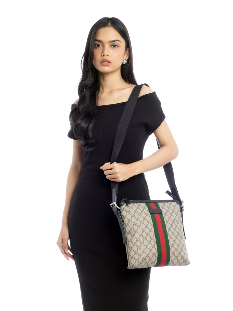 GG Supreme Web Messenger Bag Black