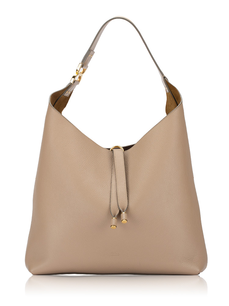 Grained Calfskin Marcie Hobo Boyish Brown