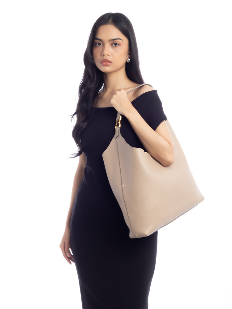 Grained Calfskin Marcie Hobo Boyish Brown