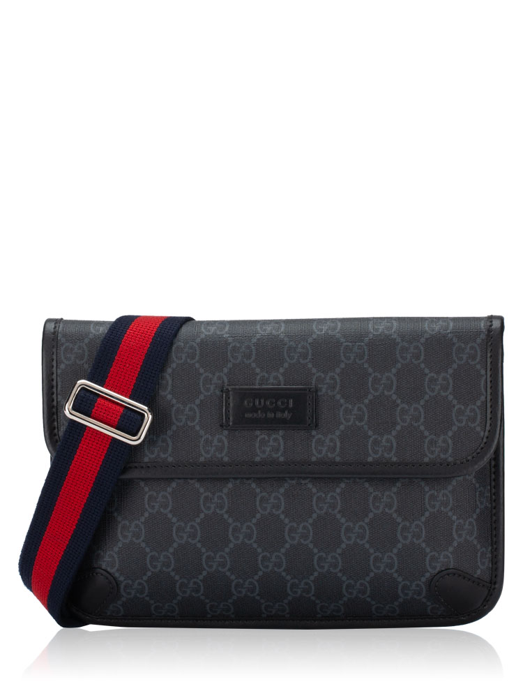 GG Supreme Web Slim Belt Bag Black Grey