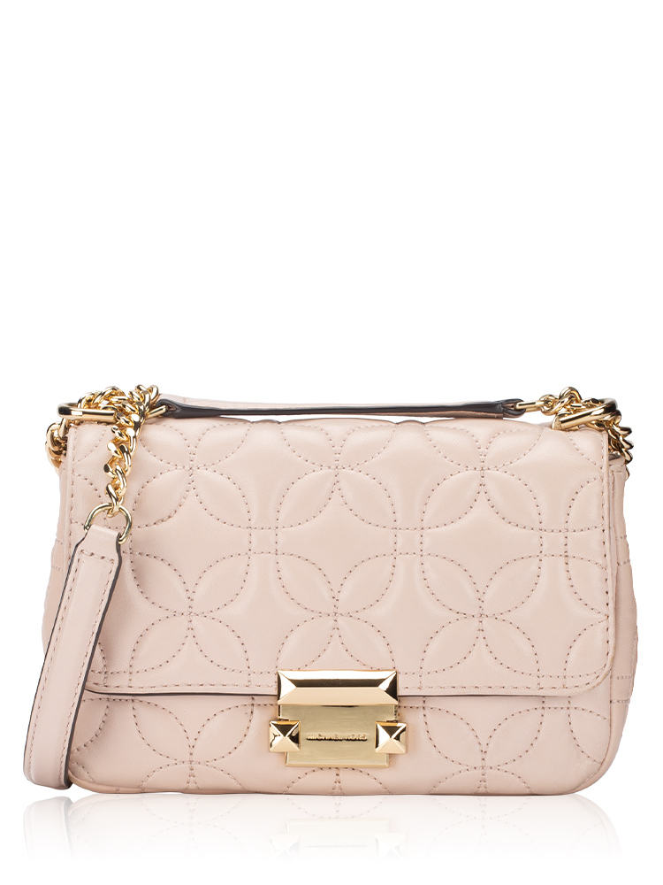 Sloan Floral Quilted Leather Shoulder Bag Dusty Pink