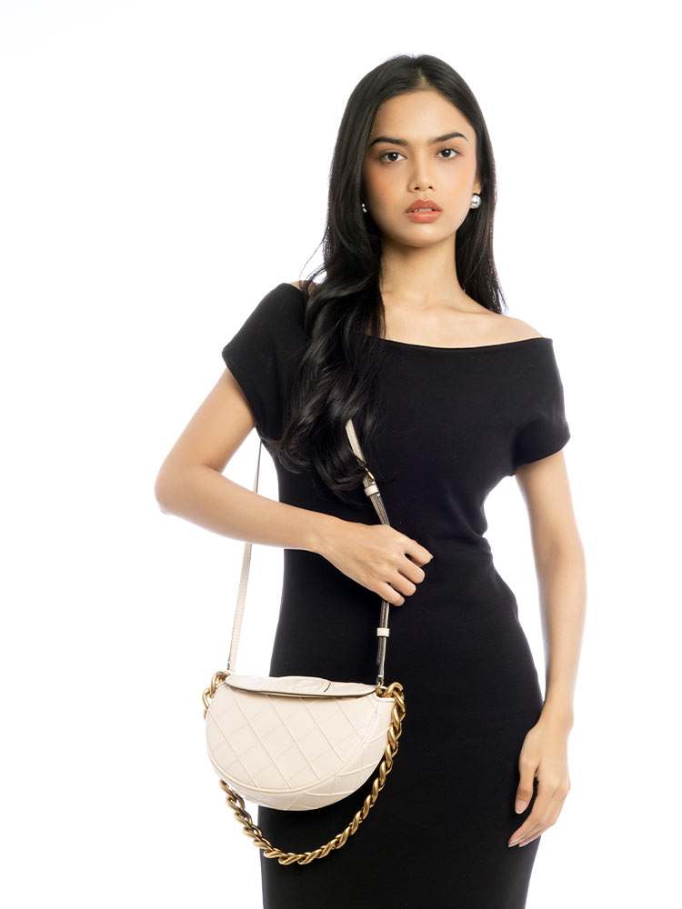 Fleming Soft Crescent Mini Shoulder Bag New Cream