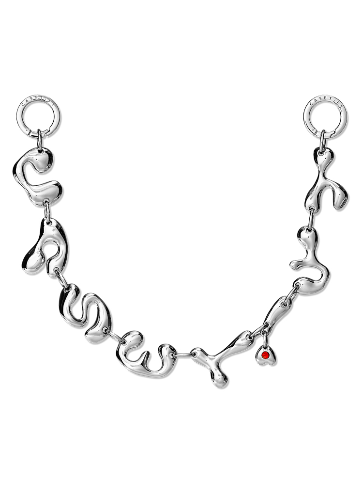 x G-DRAGON Script Chain Phone Charm Shiny Silver