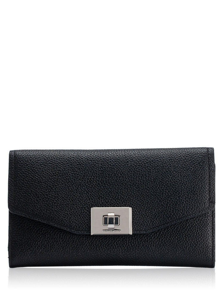 Cassie Leather Trifold Wallet Black
