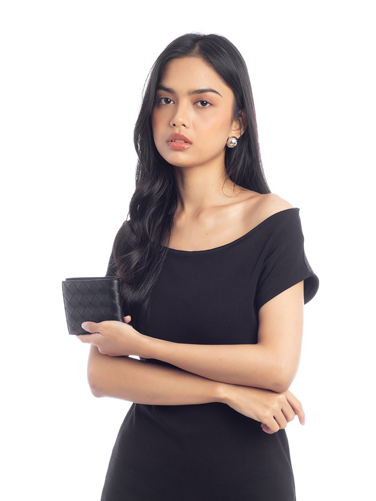 Men Nappa Intrecciato Bifold Wallet Black