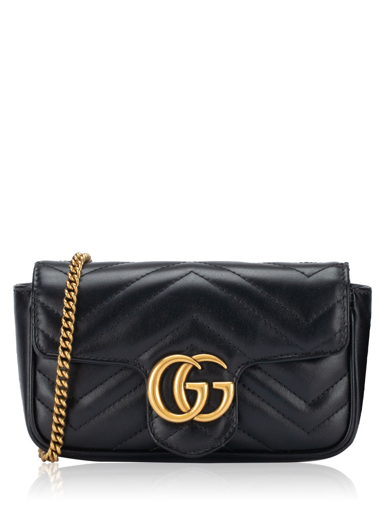 GG Marmont Matelasse Super Mini Flap Shoulder Bag Black