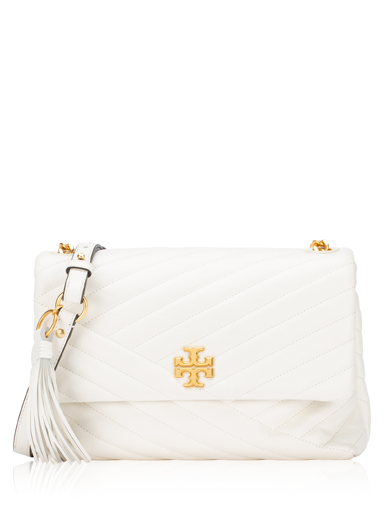 Kira Chevron Flap Shoulder Bag New Ivory