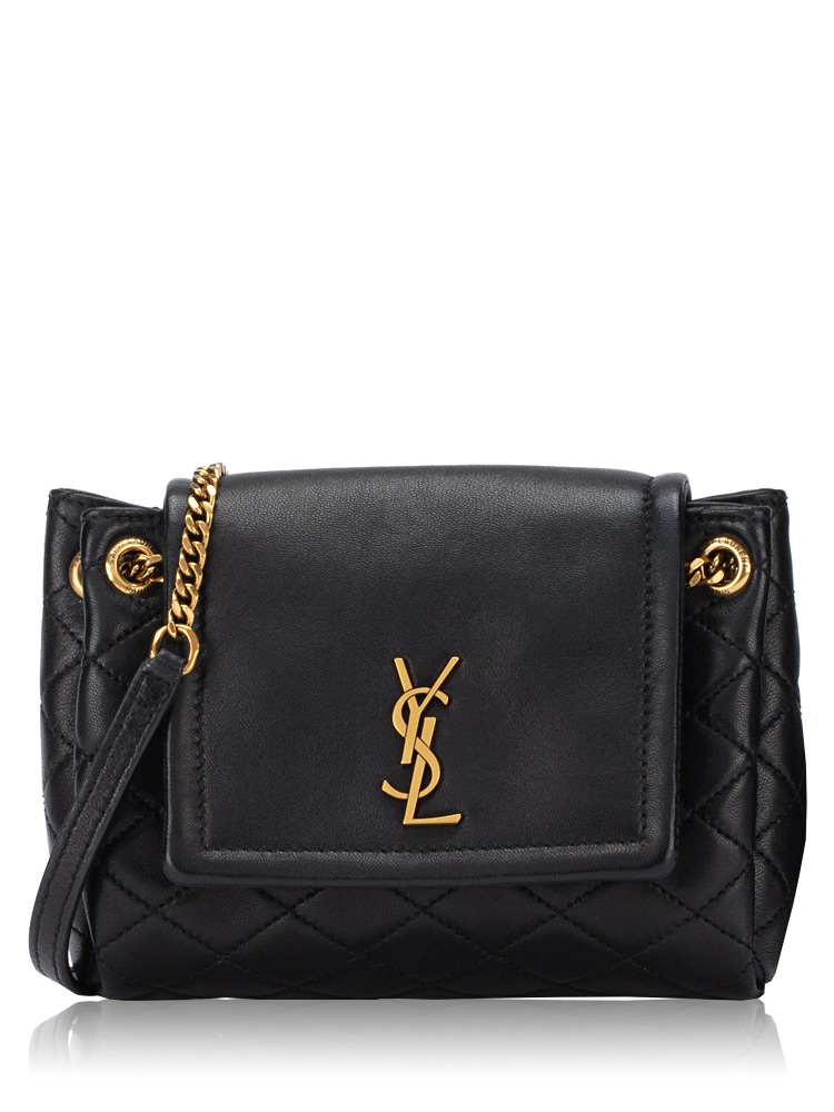 Quilted Lambskin Monogram Nolita Mini Shoulder Bag Black
