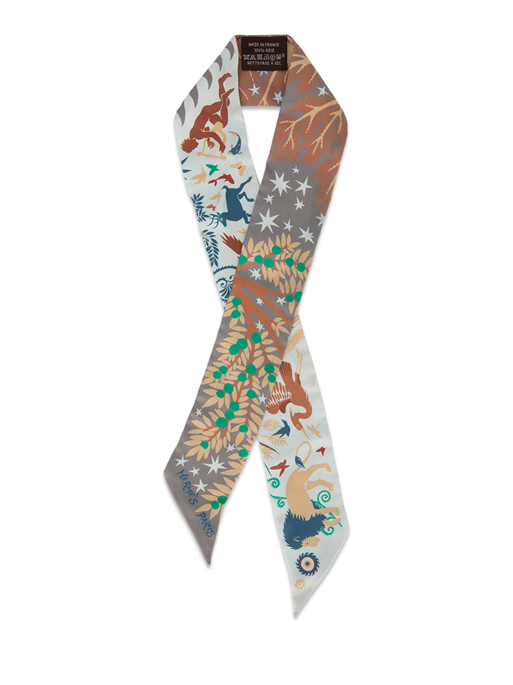 Le Charme D Orphee Silk Twilly Etoupe Creme Vert