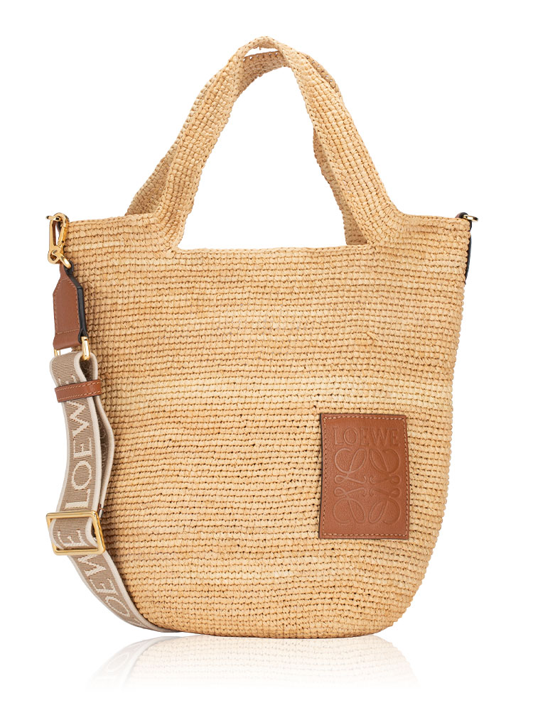 Raffia Slit Mini Tote Natural Tan