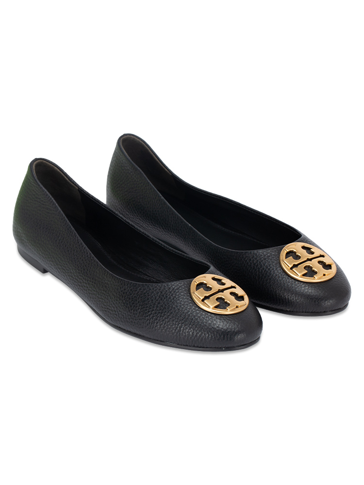 Embossed Leather Chelsea Ballet Flat Perfect Black Sz 7.5