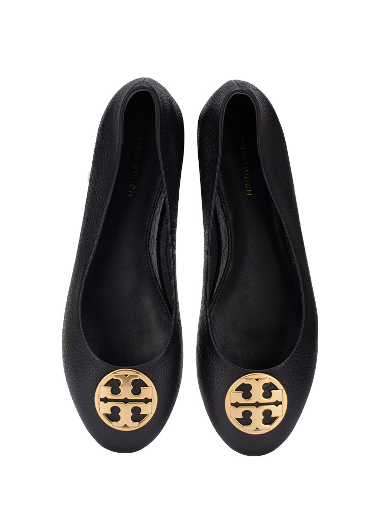 Embossed Leather Chelsea Ballet Flat Perfect Black Sz 7.5