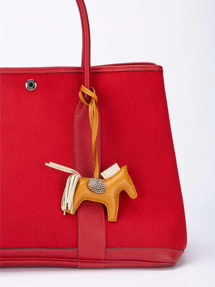 Lambskin Lizard Touch Grigri Rodeo PM Bag Charm Sesame Craie Desert