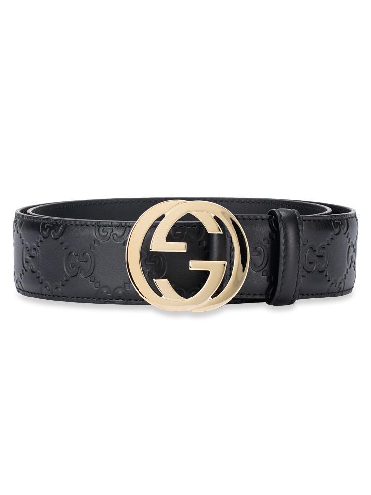 Guccissima Interlocking G 37mm Belt Black Sz 80