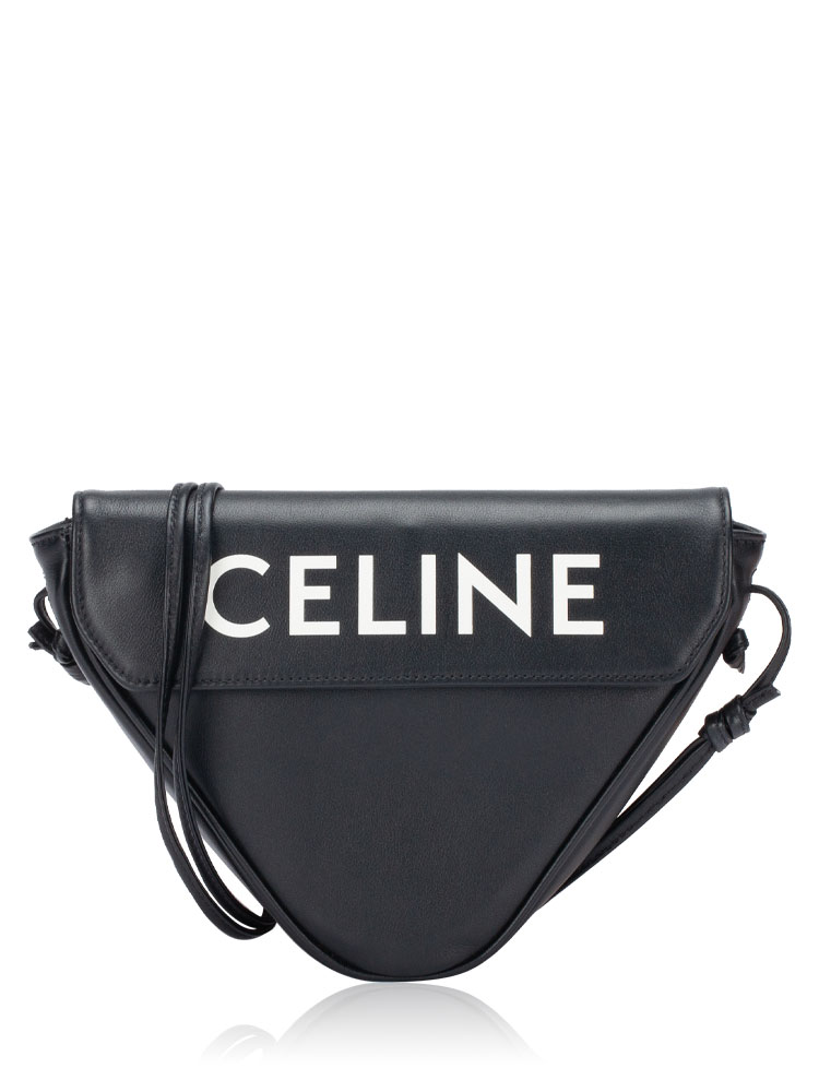 Smooth Calfskin Triangle Crossbody Black
