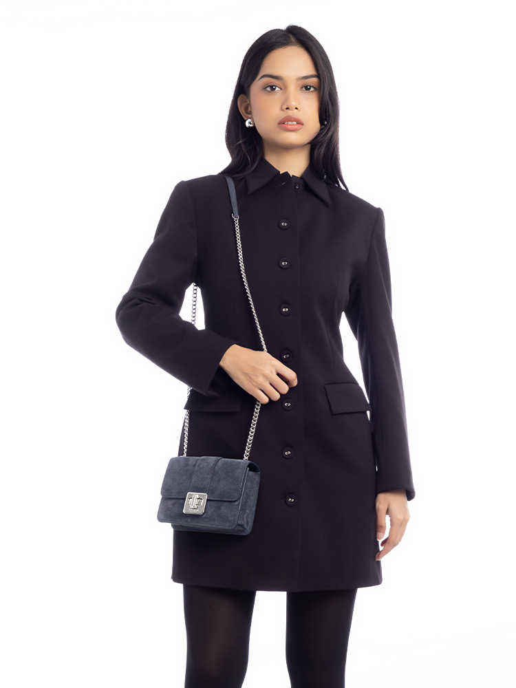 Phoebe Suede Mini Crossbody Blazer Blue