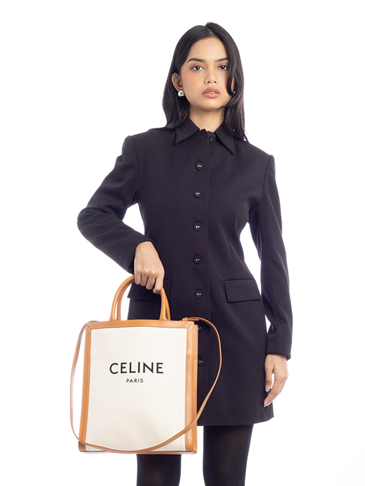 Canvas Vertical Small Cabas Natural Tan