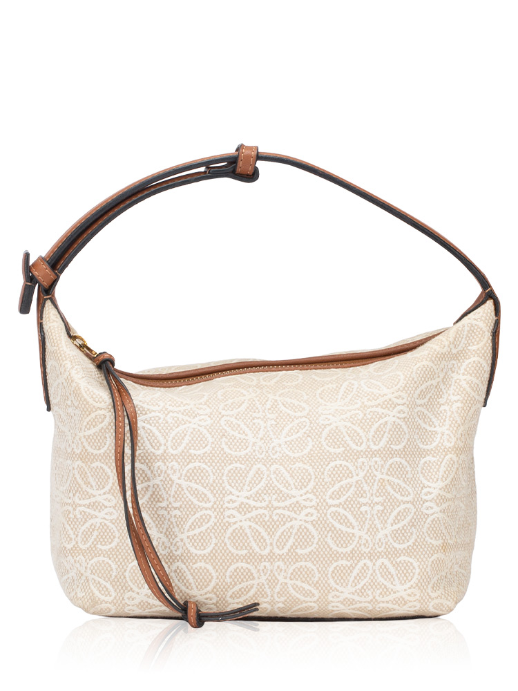 Jacquard Anagram Cubi Small Shoulder Bag Ecru Tan