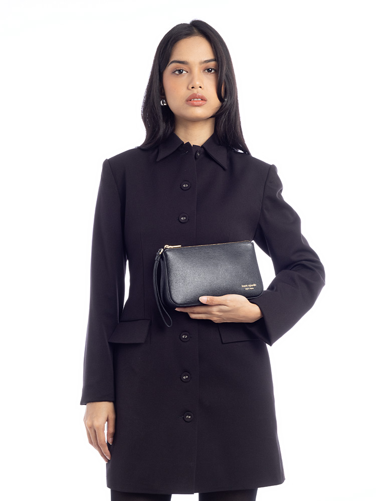 Devin Gusseted Wristlet Black