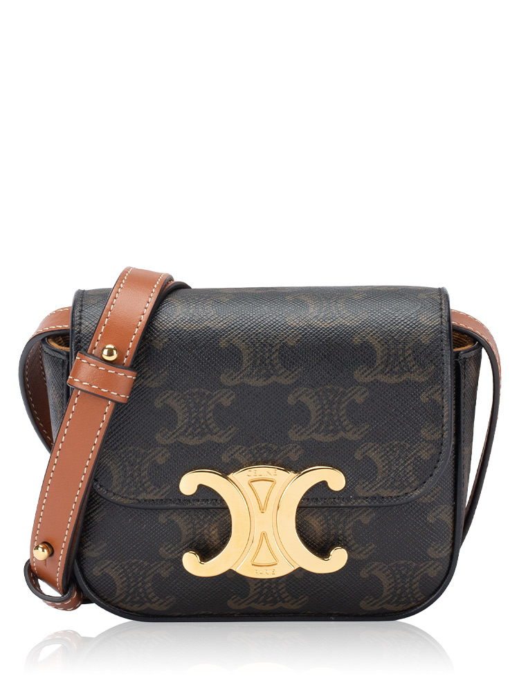 Canvas Triomphe Claude Mini Bag Tan