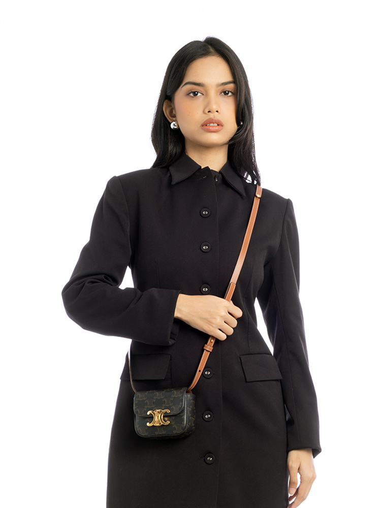 Canvas Triomphe Claude Mini Bag Tan