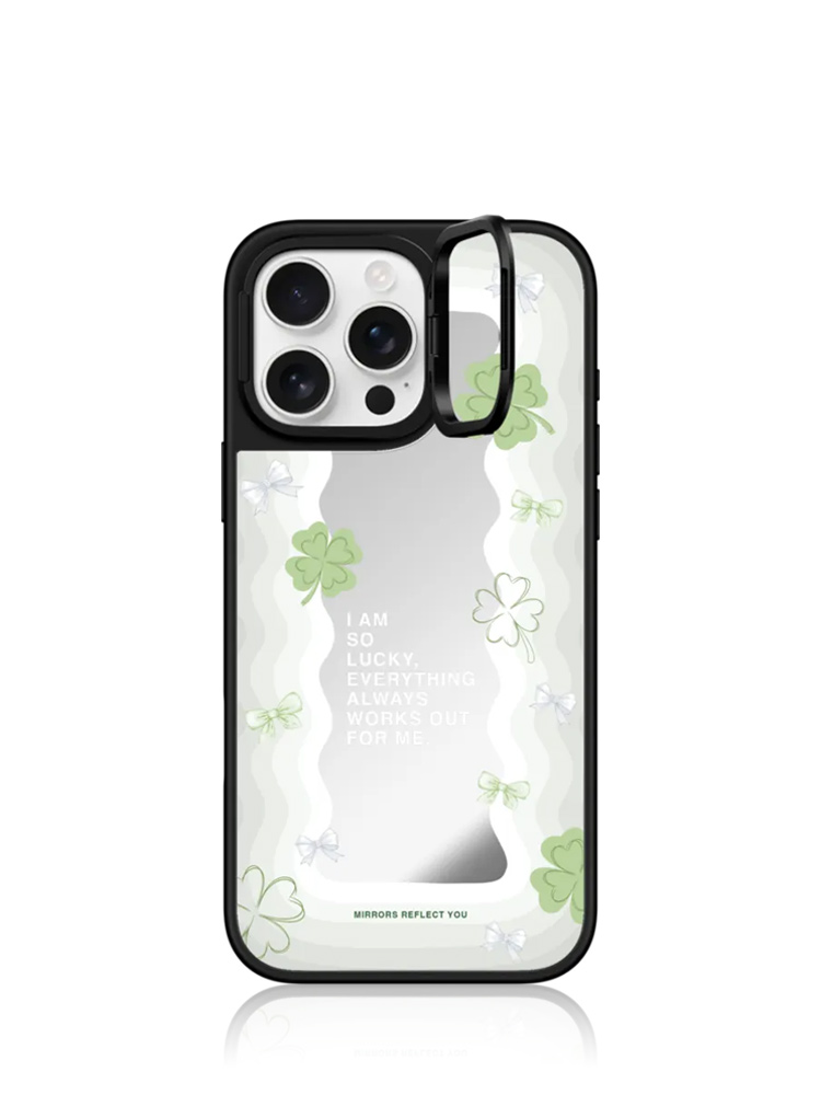 Lucky Girl Mirror iPhone 16 Pro Max Case With Ring Stand