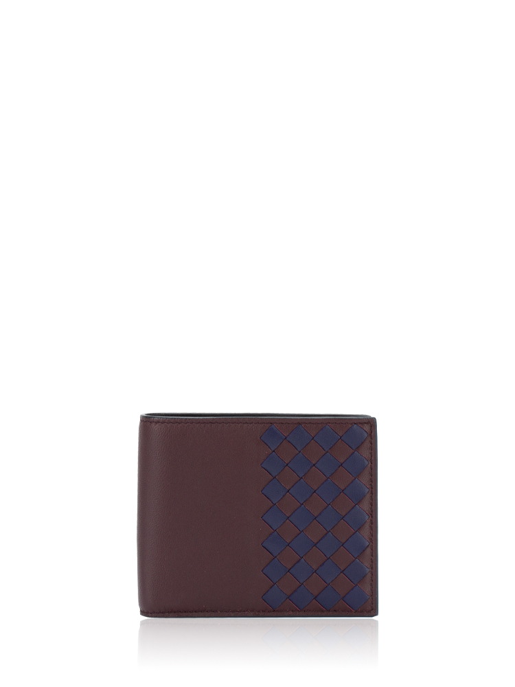 Nappa Intecciato Bicolor Bi-Fold Wallet Burgundy