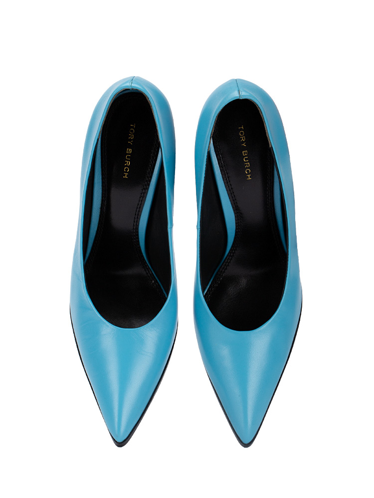 Leather Sculptural Heel Sky Light Blue Sz 8