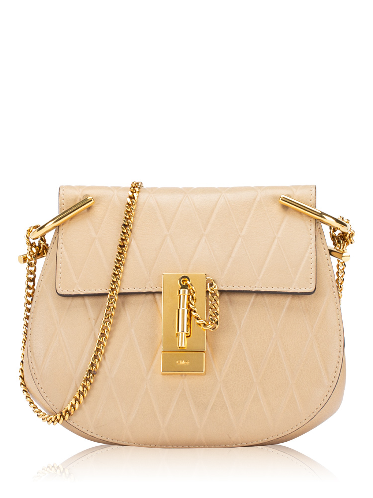 Calfskin Quilted Drew Mini Shoulder Bag Pearl Beige
