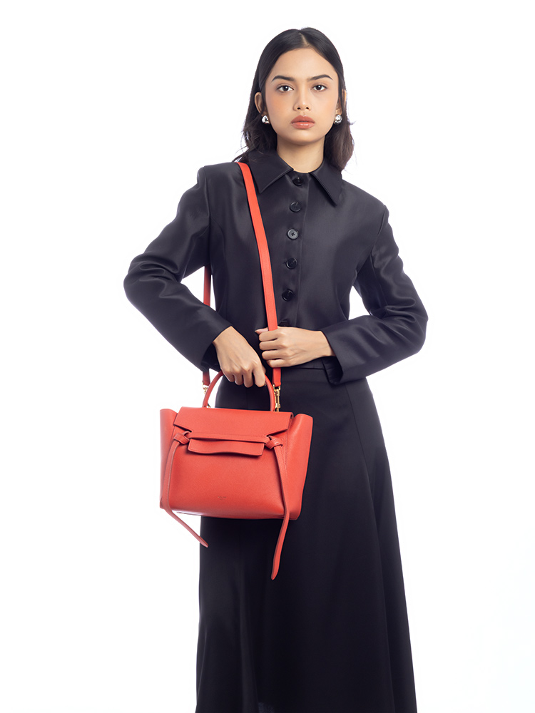 Grained Calfskin Micro Belt Bag Coquelicot
