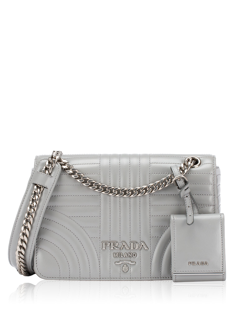 Soft Calf Diagramme Multi Pochette Flap Shoulder Bag Marmo Grey