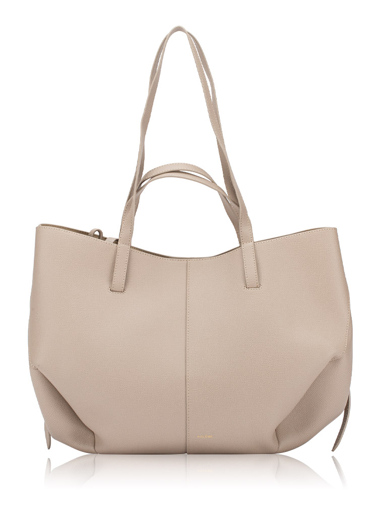 Textured Calfskin Cyme Tote Taupe