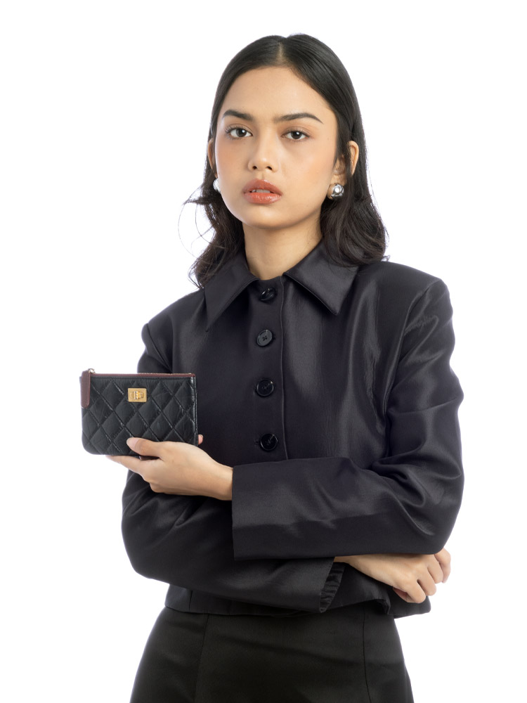 Aged Calfskin Reissue O-Case Mini Zip Pouch Black