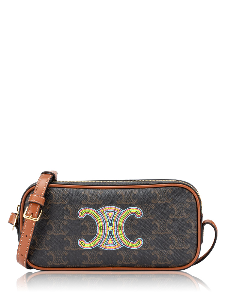 Triomphe Mini Camera Bag Tan Multicolor