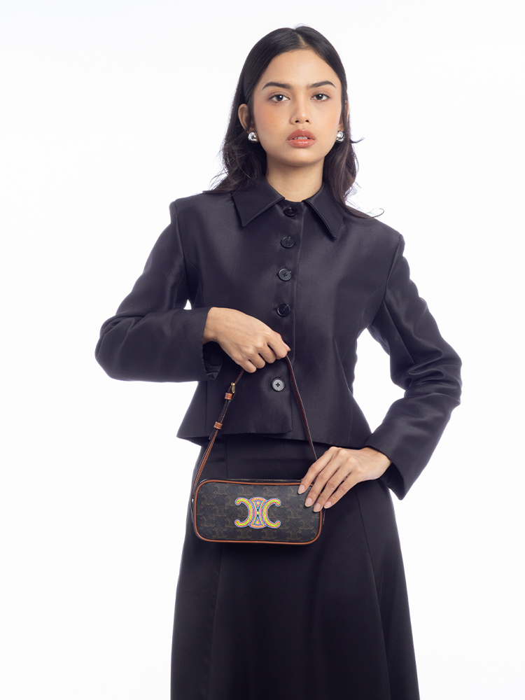 Triomphe Mini Camera Bag Tan Multicolor