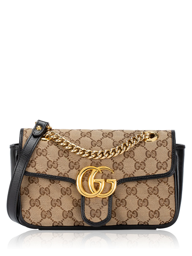 Canvas GG Marmont Matelasse Mini Shoulder Bag Beige Black