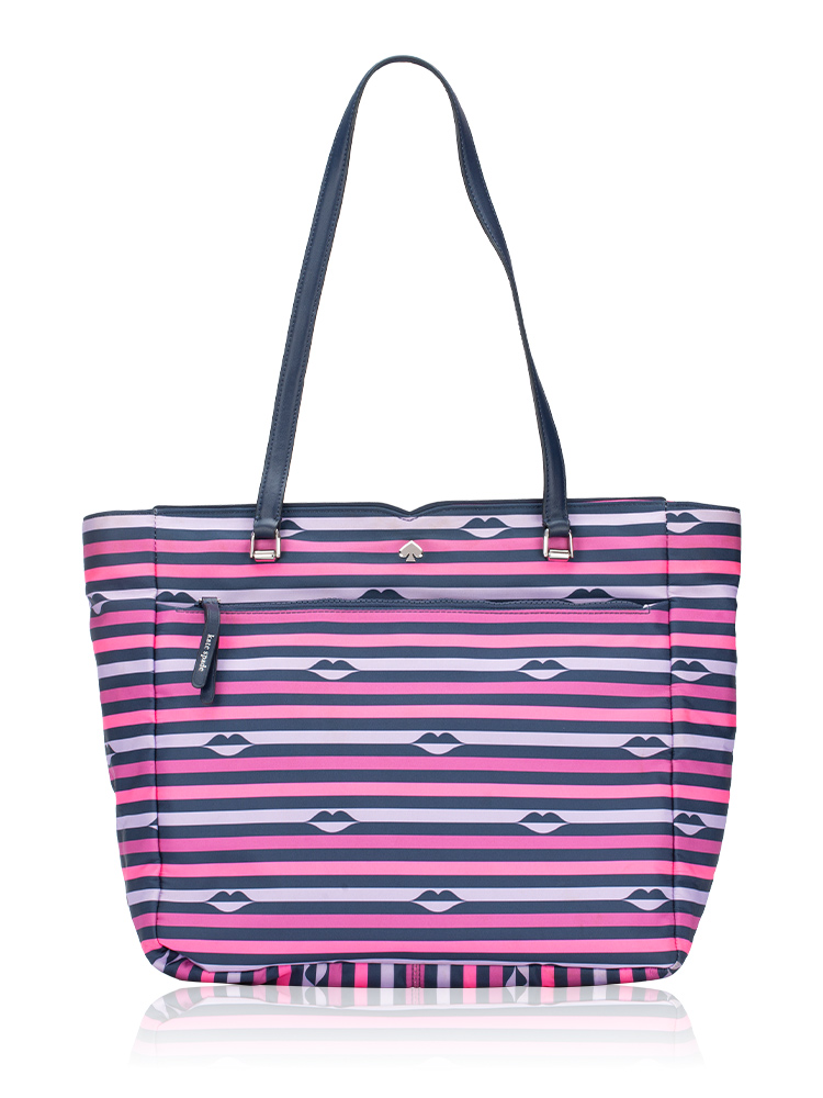 Jae Nylon Lip Print Large Tote Pink Multi