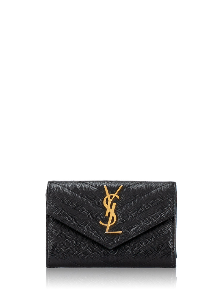 Grain De Poudre Matelasse Monogram Flap Card Wallet Black