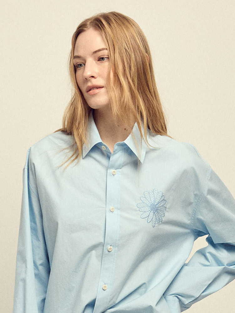 Cotton Poplin Shirt Sky Blue