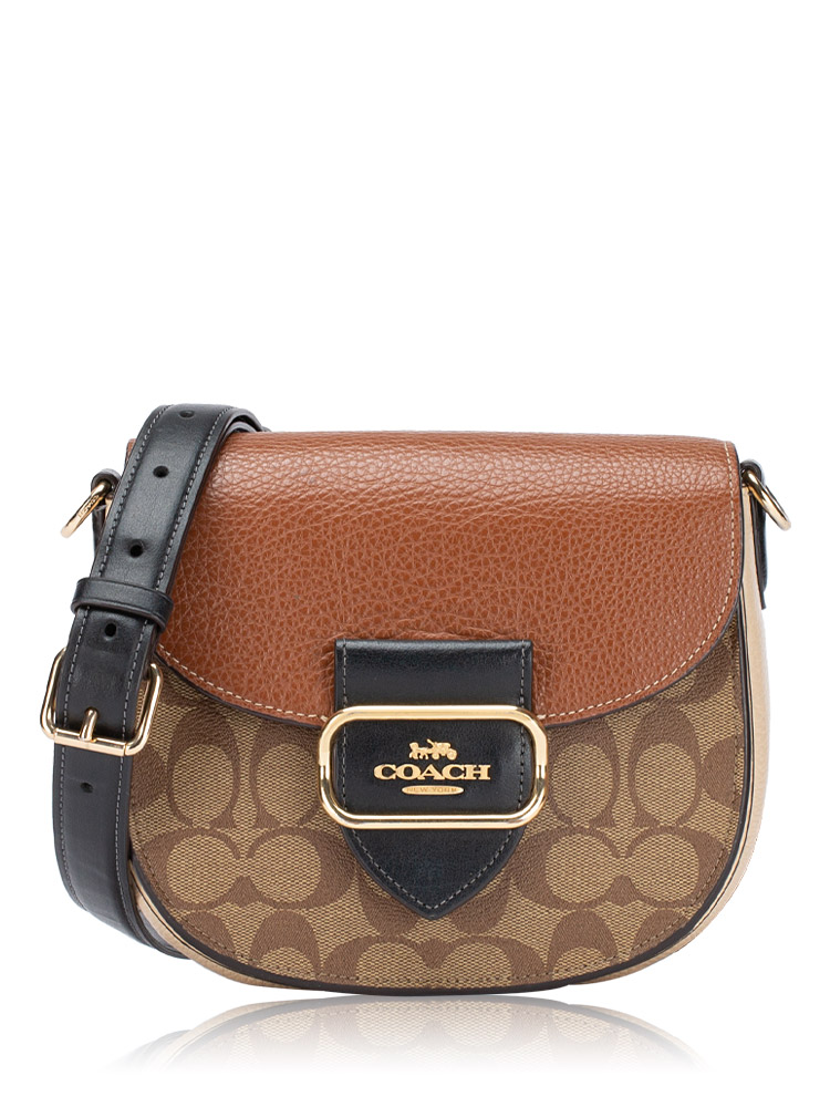CE565 Signature Morgan Colorblock Saddle Bag Khaki Multi