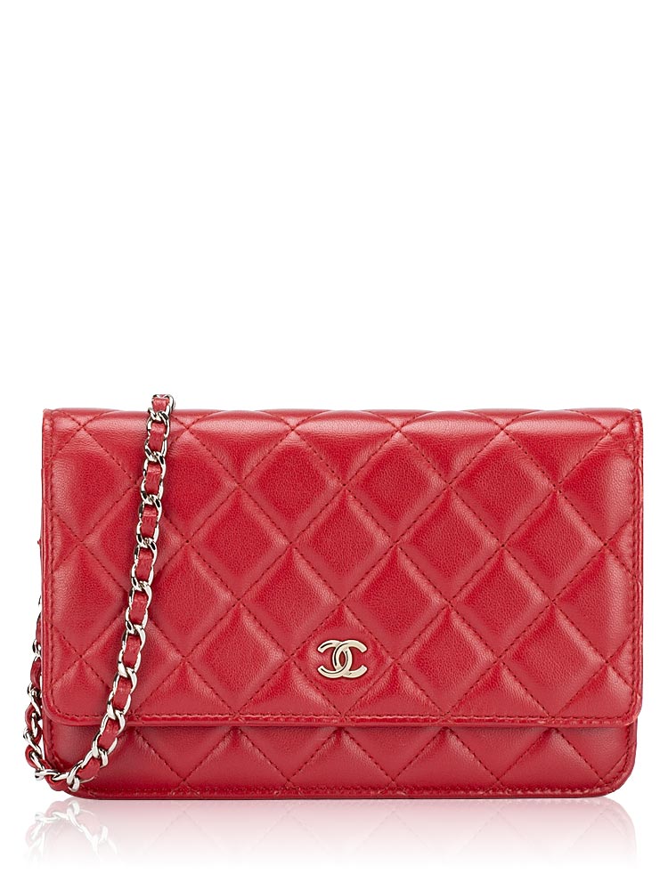 Lambskin Wallet On Chain WOC Red