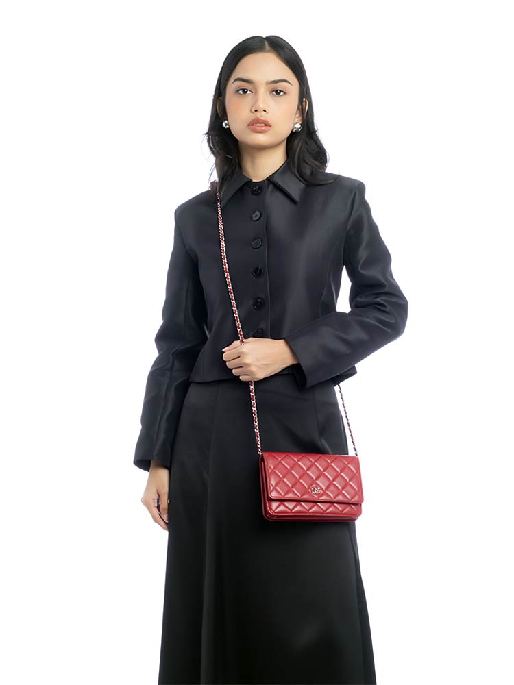 Lambskin Wallet On Chain WOC Red