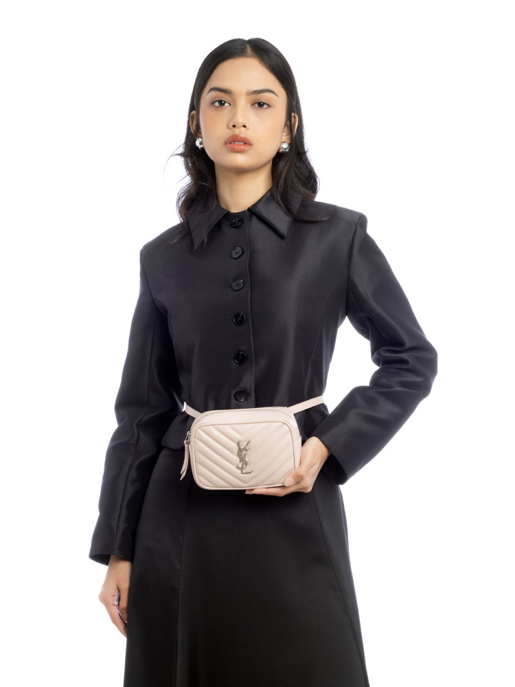 Calfskin Matelasse Monogram Lou Belt Bag Marble Pink