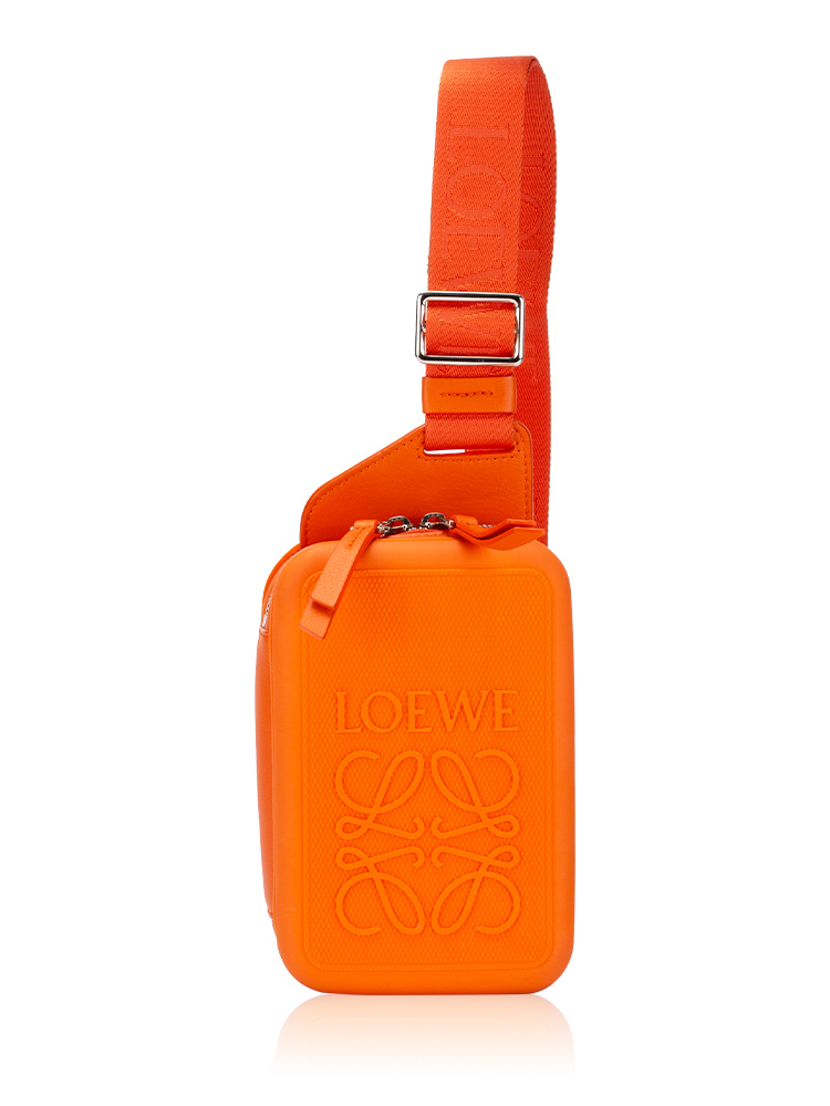 Rubber Calfskin Molded Sling Bag Orange