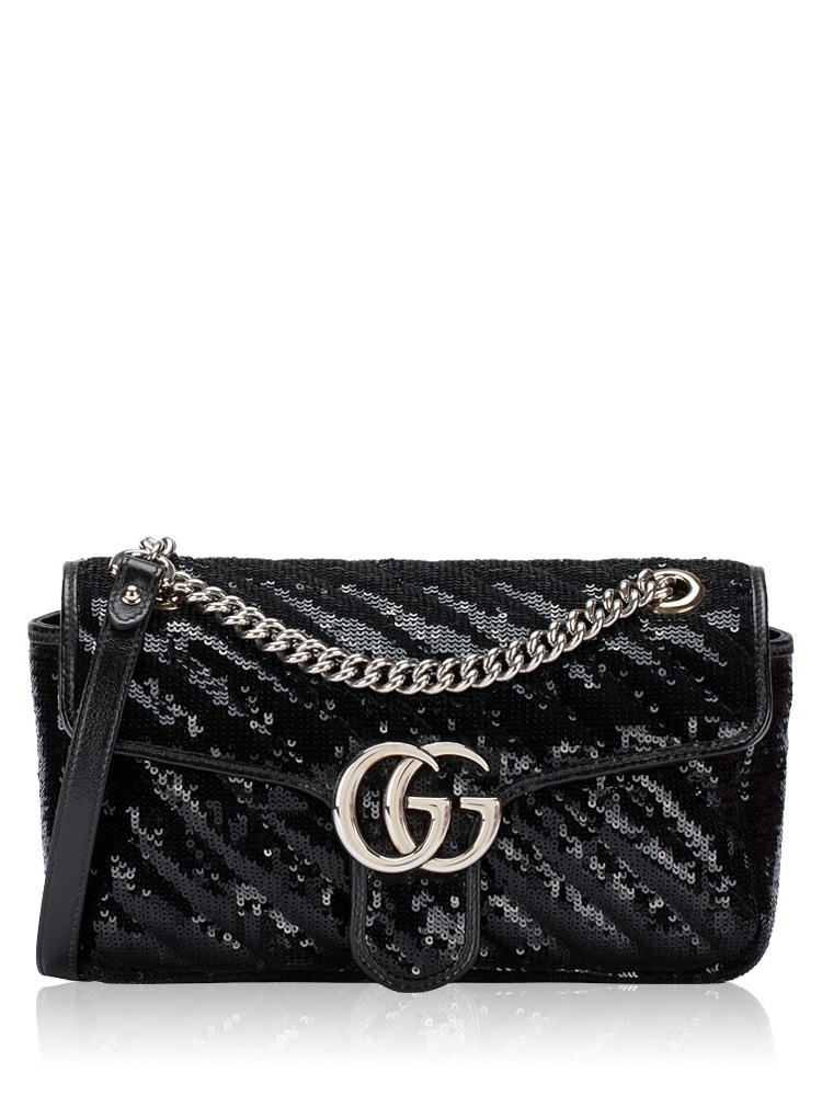 GG Marmont Matelasse with Sequins Small Shoulder Bag Black