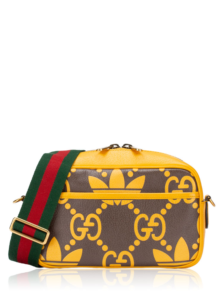 X ADIDAS GG Calfskin Web Trefoil Small Camera Bag Crop